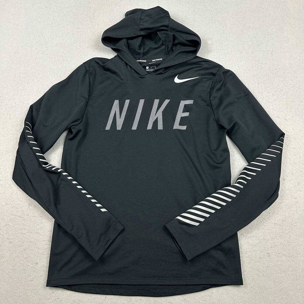 Nike Sweater Men Small Black Pullover Long Sleeve Textured Running Reflective S